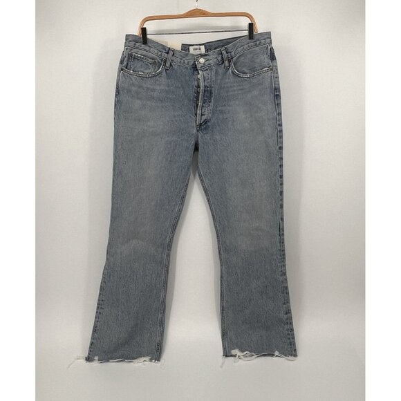 AGOLDE Relaxed Bootcut Mid-Rise Denim Jeans Size 32 Blue Medium Wash Raw Hem - Picture 1 of 16